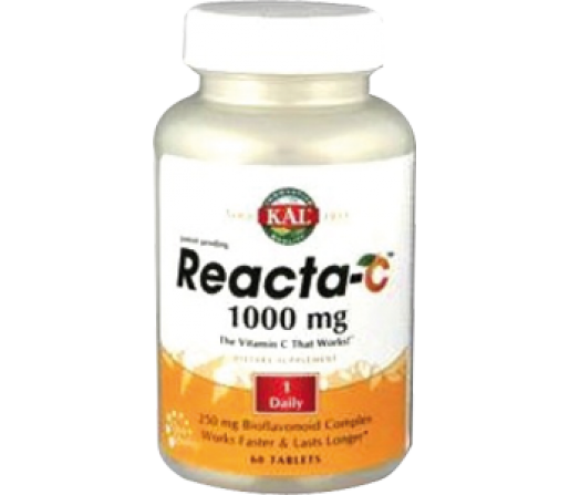 Reacta C 1000mg. Vitamina C no ácida Ascorbato Cálcico 60 comprimidos KAL SOLARAY