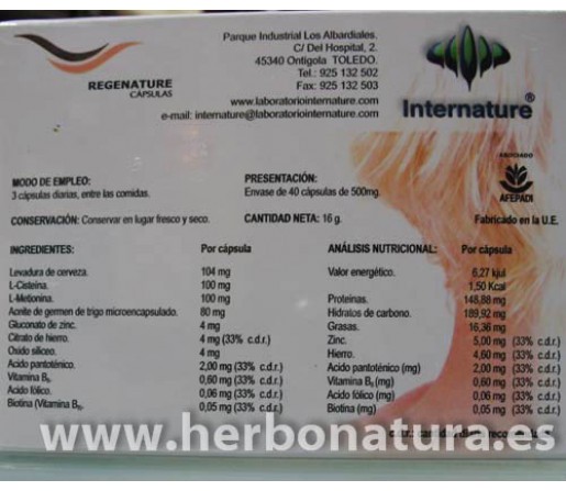 Regenature (cabello-piel-uñas) 30 cápsulas INTERNATURE