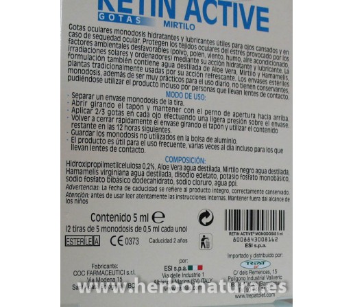Gotas Oculares Monodosis Retin-Active (hidratantes, lubricantes) 10 unidades ESI