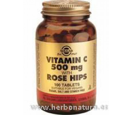 Rose Hips C, Vitamina C con escaramujo 500 mg 100Comprimidos SOLGAR