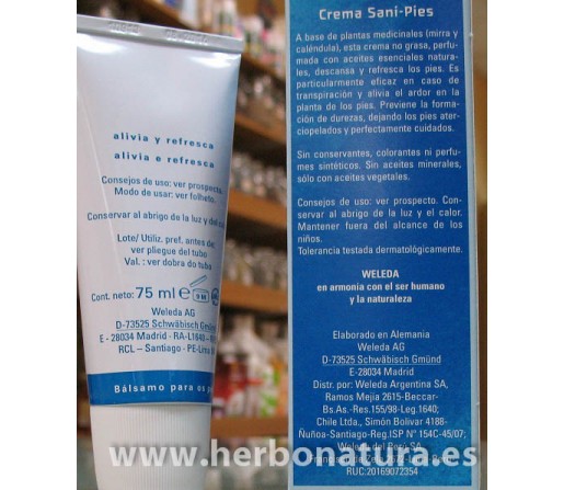 Bálsamo para pies Sani-Pies (alivia y refresca) 75ml. WELEDA