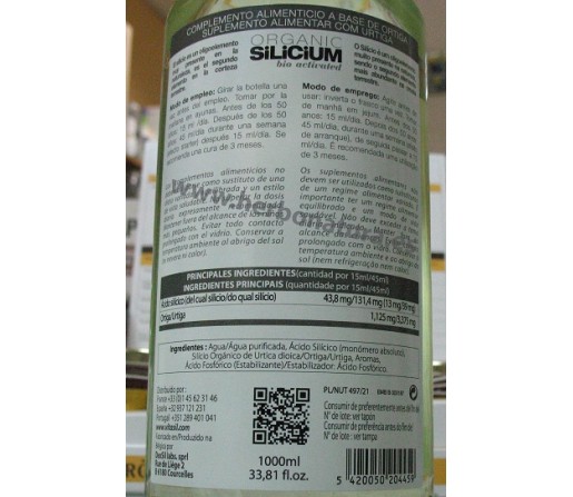Silicio Orgánico, Acido Silícico (monómero absoluto) 1litro VITASIL
