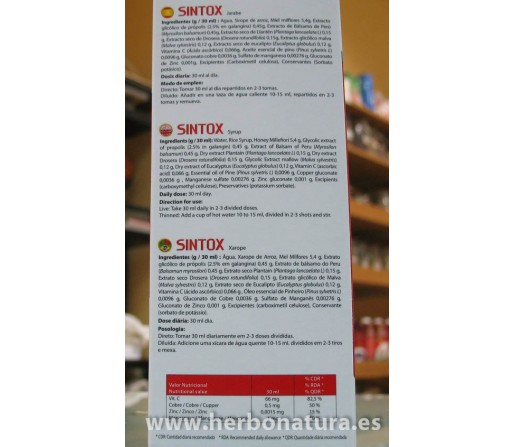 Sintox Jarabe Expectorante para la Tos. 250ml. DRASANVI