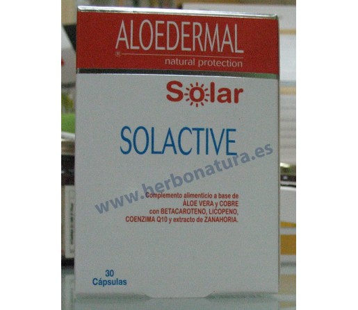 Solactive Solar Aloedermal, Betacaroteno, Licopeno, Q10... 30 cápsulas ESI
