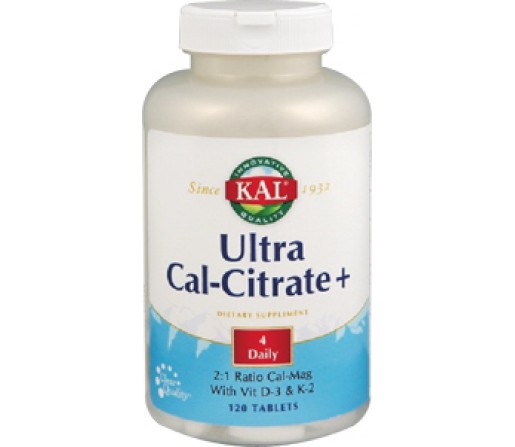 Ultra Cal-Citrate + Calcio, Magnesio, K2, MK7 y D3, 120 comprimidos Kal SOLARAY