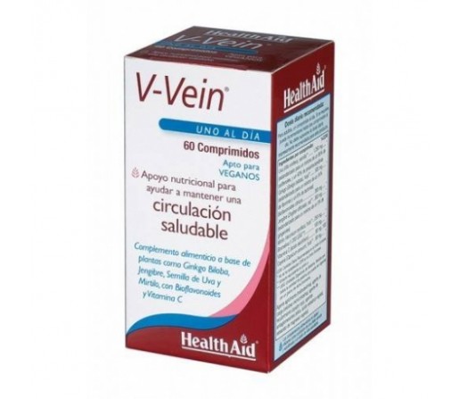 V - Vein, Sistema circulatorio. Ginkgo, Bioflavonoides, Jengibre... 60 comprimidos HEALTH AID
