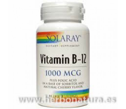 Vitamina B12 Cianocobalamina 1000 μg 90 comprimidos sublinguales SOLARAY