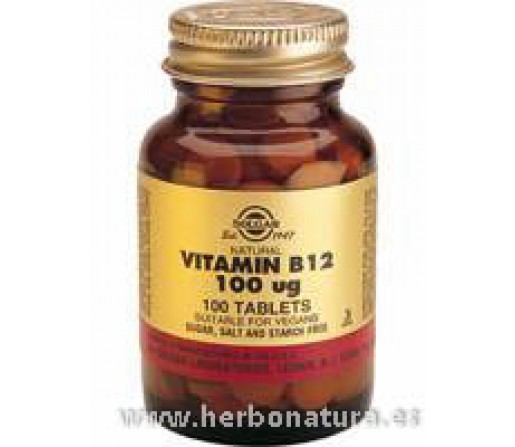 Vitamina B12 100 μg (Cianocobalamina) 100 Comprimidos SOLGAR