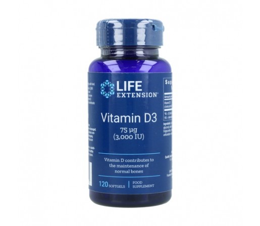 Vitamina D3 3000UI Colecalciferol. 120 perlas LIFEEXTENSION