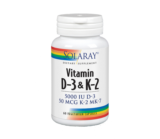 Vitamina D3 con K2, (MK7) 120 cápsulas SOLARAY