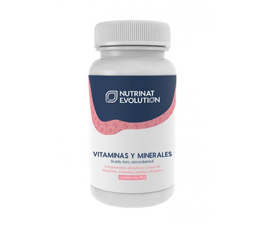 Vitaminas y Minerales sin Yodo, Hierro, Cobre y K, Multinutriente 30 comprimidos NUTRINAT EVOLUTION