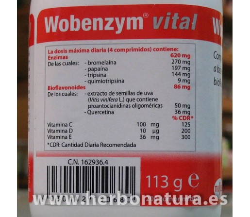 Wobenzym vital (Terapia enzimática sistémica) 200 comprimidos DIAFARM