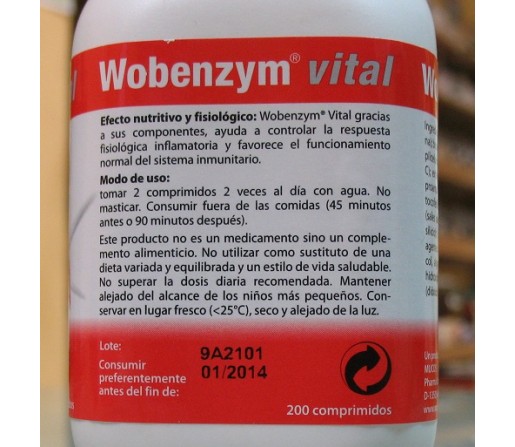 Wobenzym vital (Terapia enzimática sistémica) 200 comprimidos DIAFARM