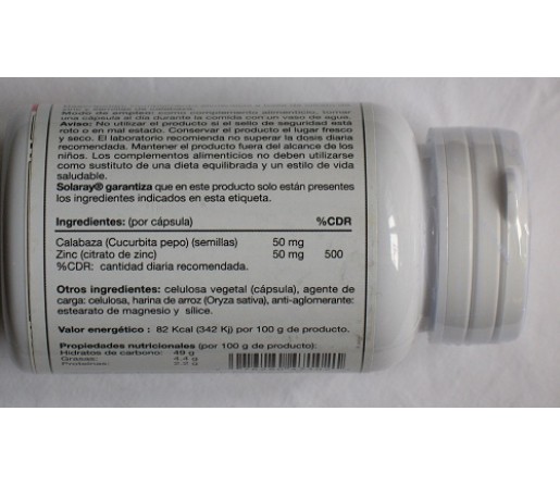 Zinc (citrato de Zinc) 60 cápsulas vegetales SOLARAY